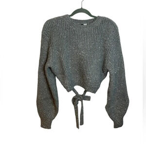 NWT H&M Divided Silver Metallic Tie Back Sweater